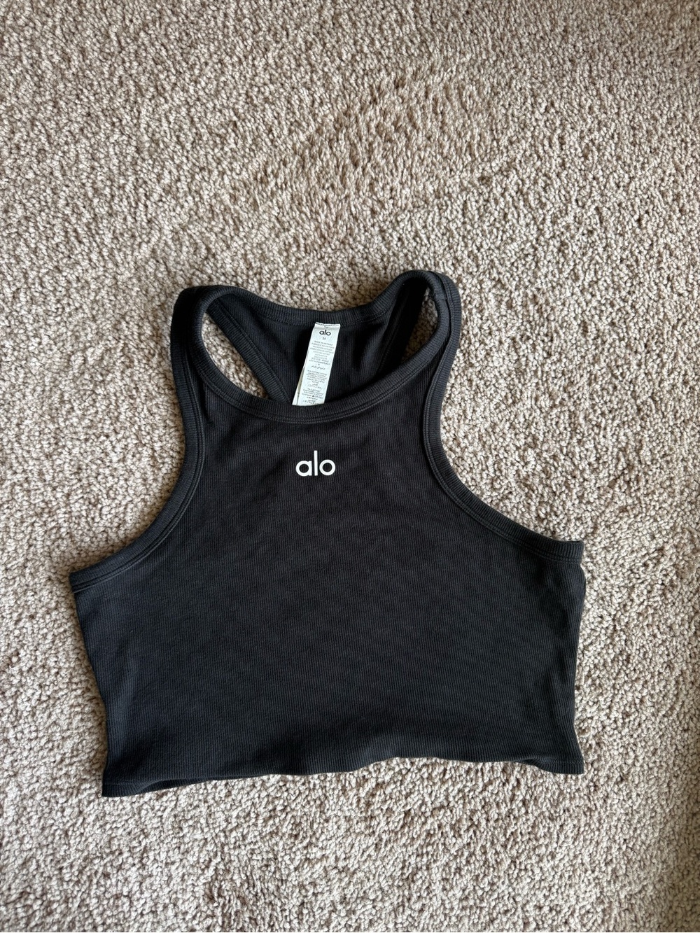 Alo Black Ribbed Racerback Crop Tank - Picture 7 of 12